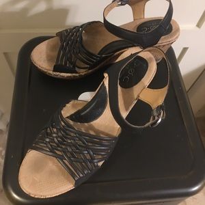 BOC Tootsie Cork Wedge Woven Ankle Strap Sandals